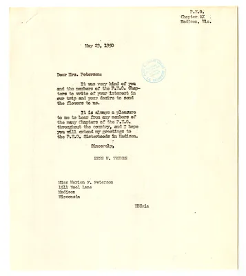 Correspondence Between Bess W. Truman and Miss Marion Peterson