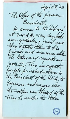 Longhand Note of Former President Harry S. Truman