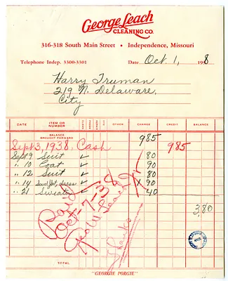 Bill from George Leach Cleaning Company