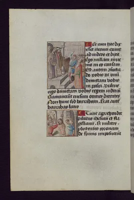 The Jews Release Barabbas Instead of Christ with the Flagellation and Crowning with Thorns Below