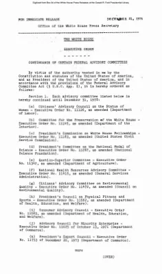 Continuance of Certain Federal Advisory Committees [Executive Order]