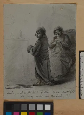 Mother and Son by Fireplace