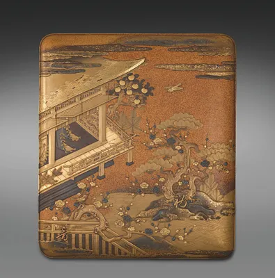 Writing Box (Suzuribako) with the “First Song” (Hatsune) Chapter from the Tale of Genji (lid)