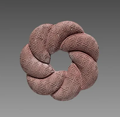 Box  with Ink Cakes:  Red Ink Cake in Shape of a Brocade Knot