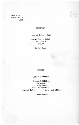 White House Luncheon and Dinner Menu