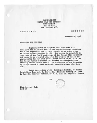 War Department Press Release