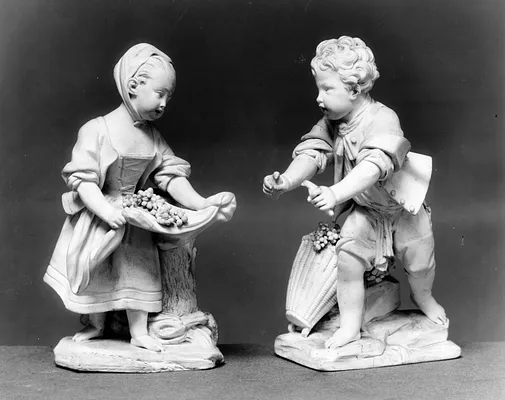 Statuette with Little Girl with Fruit in Her Apron