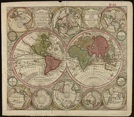 Diversi globi terr-aquei statione variante et visu intercedente, per coluros tropicorum, per ambos polos et particul