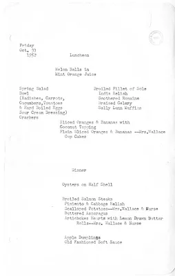 White House Luncheon and Dinner Menu
