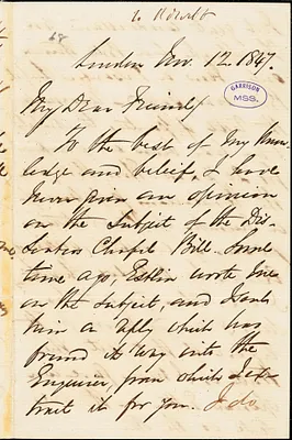 Letter from George Thompson, London, [England], to Richard David Webb, 1847 Nov[ember] 12
