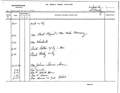 Lady Bird Johnson's Daily Diary Entry, 1/13/1964