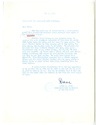Memorandum from David Niles to Matthew Connelly