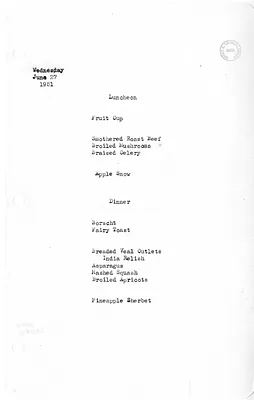 White House Luncheon and Dinner Menu
