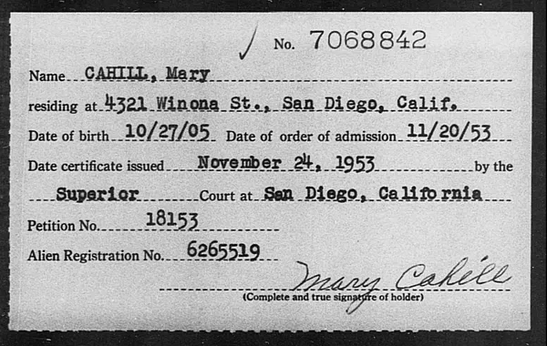 Cahill, Mary - 1953