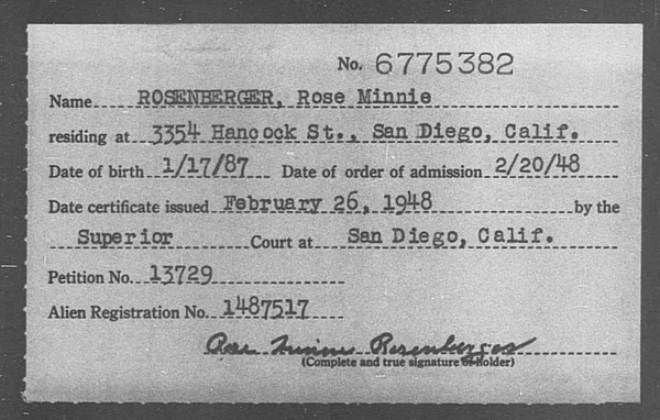 Rosenberger, Rose Minnie - 1948