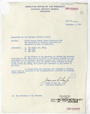 Memorandum from James S. Lay, Jr. to the National Security Council with Attachment