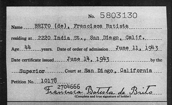 Brito De, Francisca Batista - 1943