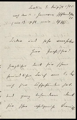 Kühnemann, Eugen, 1868-1946 autograph letter signed to Hugo Münsterberg, Berlin, 9 August 1905