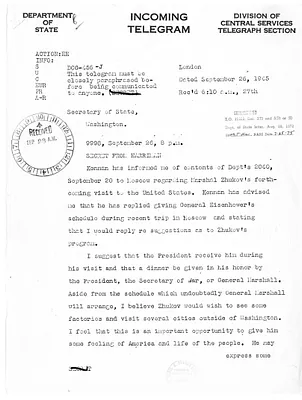 Telegram from John G. Winant to Secrertary of  James Byrnes