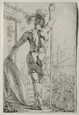 A Soldier Standing, Seen from Behind