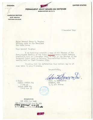 Letter from Colonel Charles Deerwester to Major General Harry Vaughan, with Attachment