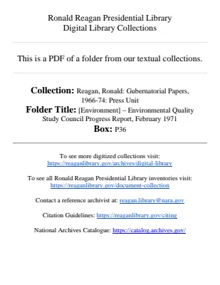 [Environment] - Environmental Quality Study Council Progress Report, February 1971