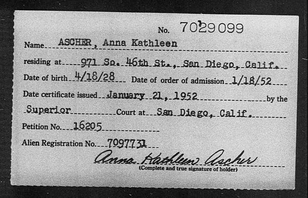 Ascher, Anna Kathleen - 1952