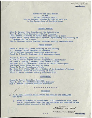 Minutes of the Fifty-First Meeting of the National Security Council