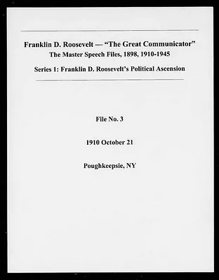 Poughkeepsie, New York (Speech File 3) of October 21, 1910