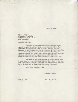 Letters Sent to Dr. G. Failla, April 5, 1935