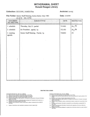 Senior Staff Meeting Action Items - July 1983 (2)