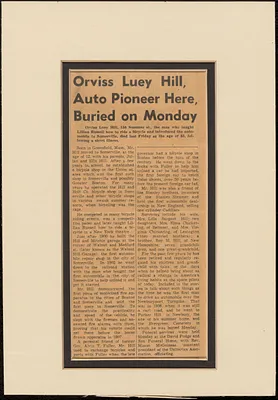 Orvis Luey Hill, auto pioneer here, buried on Monday