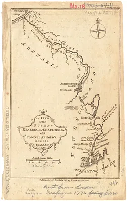 A view of the Rivers Kenebec and Chaudiere, with Colonel Arnold's route to Quebec