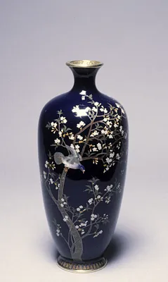 One of a Pair of Vases with Doves and  Apricots