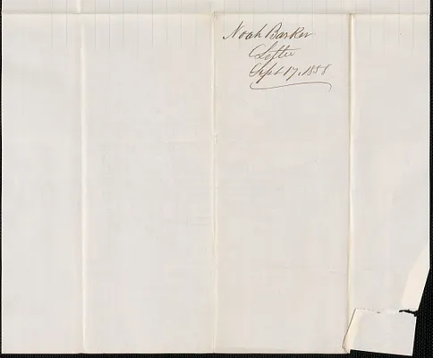 Noah Barker to W. A. Harrington, 17 September 1858
