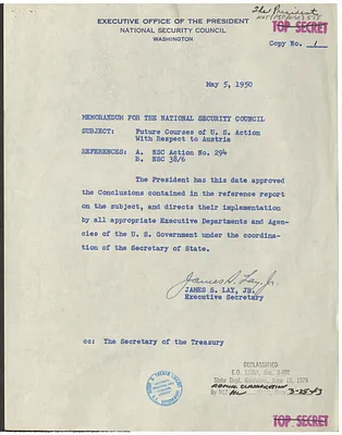 Memorandum from James Lay to the National Security Council with Attachment