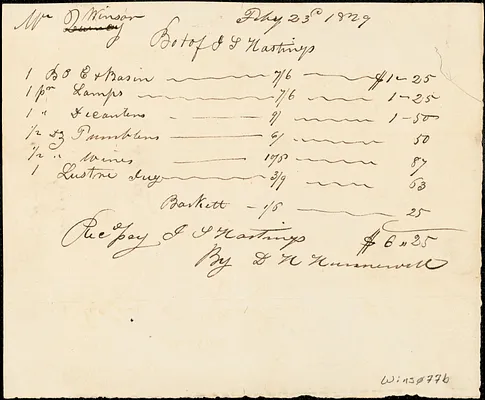 Miscellaneous household receipts