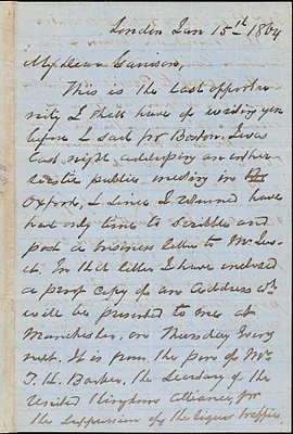 Letter from George Thompson, London, [England], to William Lloyd Garrison, 1864 Jan[uary] 15th