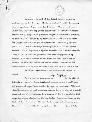 Draft Remarks and Press Release of the Attorney General