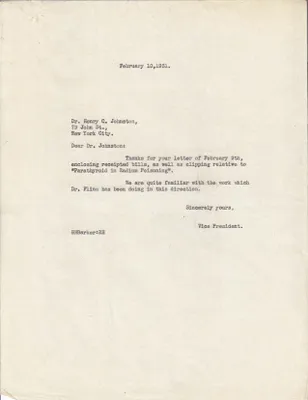 Letters Sent to Dr. Henry C. Johnston, February 10, 1931