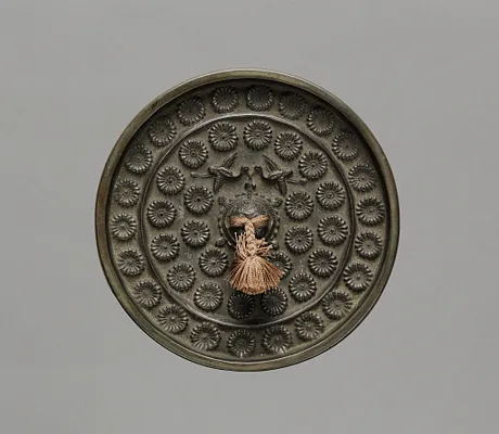 Mirror with Pair of Cranes in Chrysanthemum Pattern