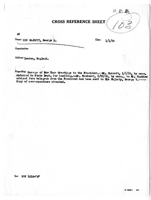 Cross Reference Memorandum
