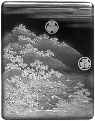 Box for Documents; Landscape/ tokugawa (mitsuaoi ) crests