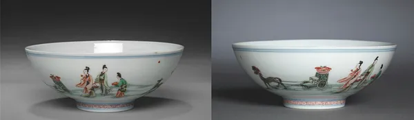 Pair of Bowls with Xiwangmu and Attendants