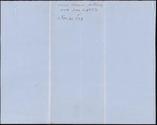 Reese Williams to Samuel Warner, 30 November 1853