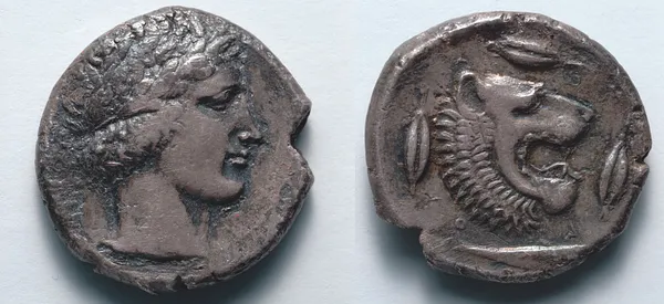 Tetradrachm: Head of Apollo (obverse); Head of Lion (reverse)