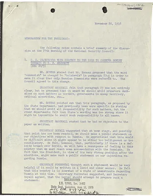 Memorandum for President Harry S. Truman