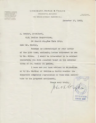Letters Received to A. Roeder, December 17, 1925