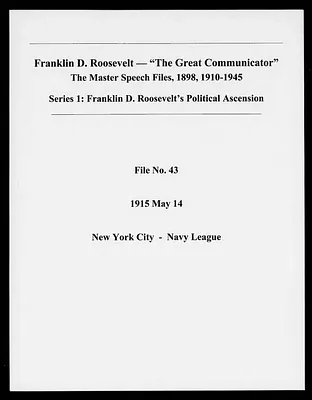 New York City - Navy League (Speech File 43) of May 14, 1915