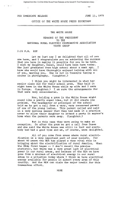Remarks of the President to National Rural Electric Cooperative Association Youth Group [Ford Speech or Statement]